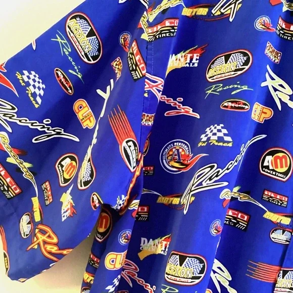 Racing Men’s Shirt Button Up Team Decals Micro Touch Arctic XL - Picture 2 of 9